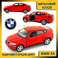 Металева колекційна машинка BMW X6, дитяча залізна іграшкова модель машини БМВ Х6 KT5336W червоний