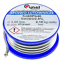 Припій Cynel з флюсом 100гр 3мм Sn60Pb40