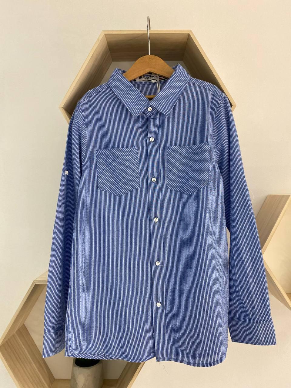 Дитяча сорочка в смужку 5736, Buddy, Блакитний, Унісекс, Весна Осінь, 170, фото 1