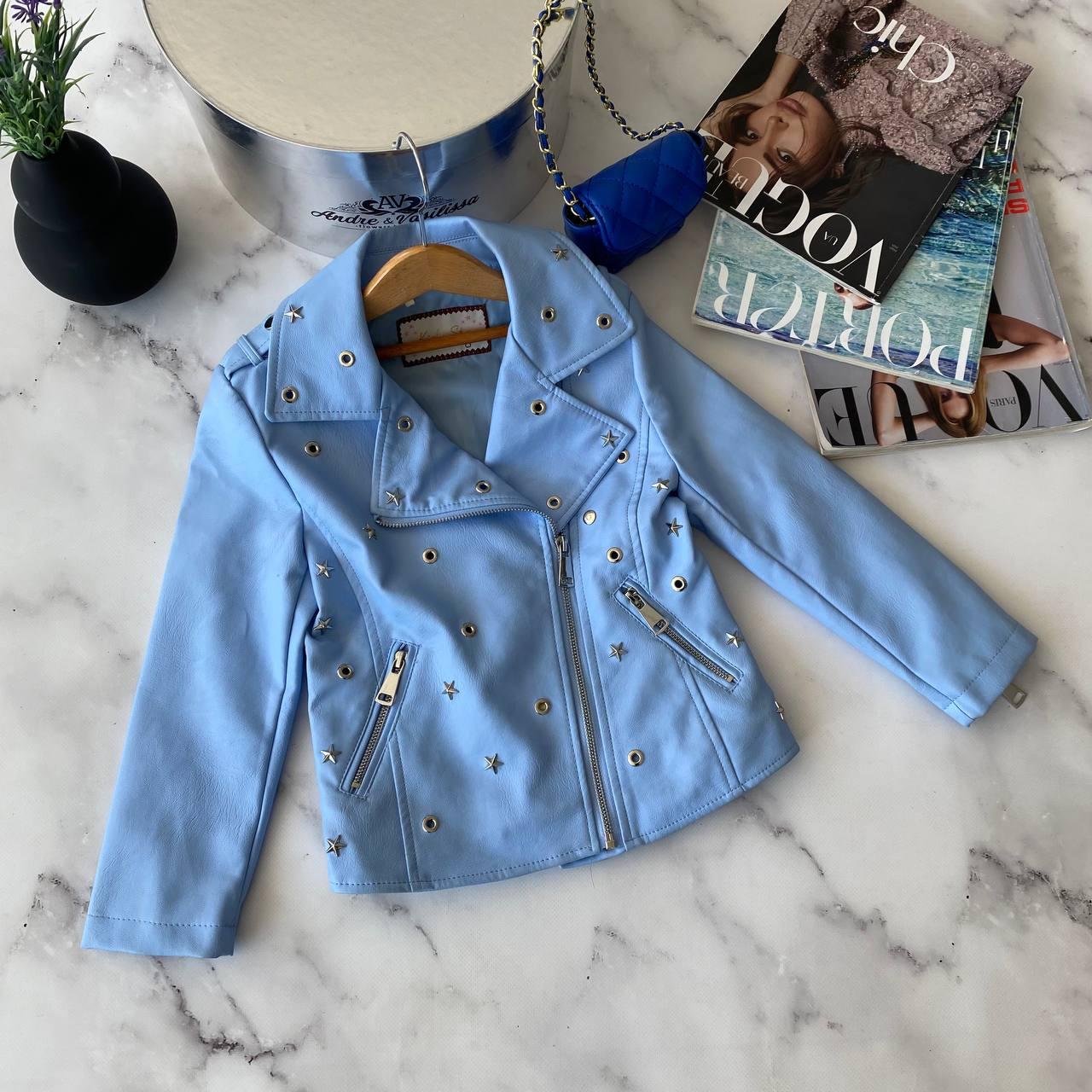 Шкіряна куртка косуха для дівчинки з еко шкіри зі зірками 89, Червоний, Для дівчаток, Весна Осінь, 110, фото 1