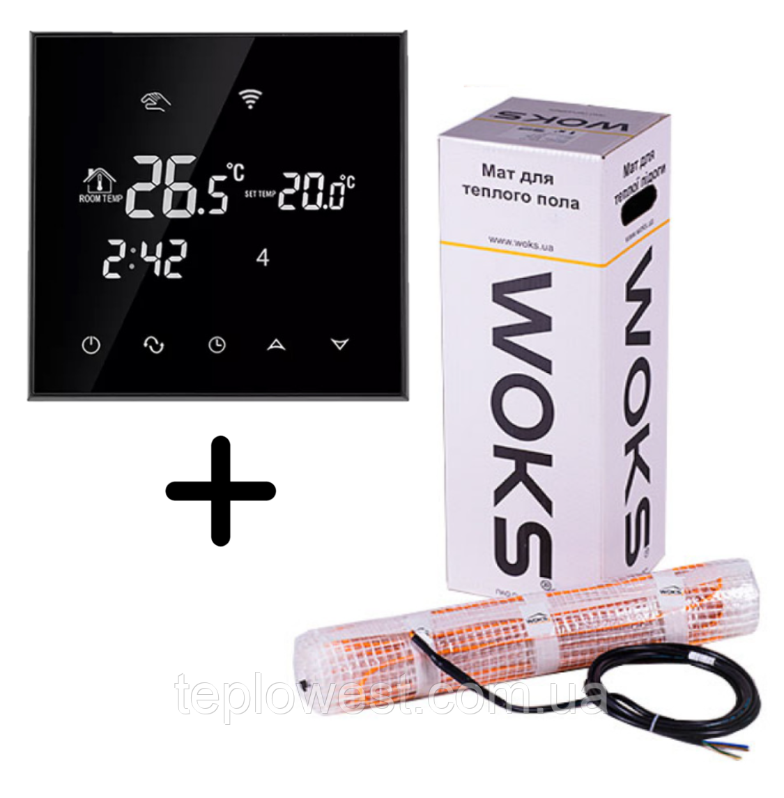 Нагрівальний мат WoksMat 160 1120 Вт (7,00 м2) з терморегулятором Ecoset BHT-800 Wi-Fi