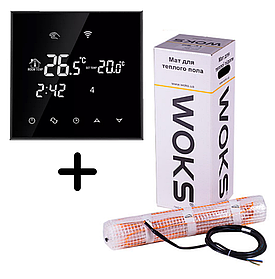 Нагрівальний мат Woks Mat 160 640 Вт (4,00 м2) з терморегулятором Ecoset BHT-800 Wi-Fi