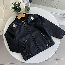 Шкіряна куртка для дівчинки з екошкіри Чорна QS-53185 DYB, Чёрный, Девочка, Весна Осень, 110
