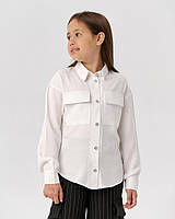 969біл Белая рубашка для девочки подростка с длинным рукавом тм BossKids размер 134 см