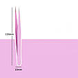 Пінцет прямий гострий для манікюру (15 мм) для захоплення страз, стікерів, бусинок та інших дрібних деталей. Рожевий А-1, фото 2