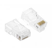 КОННЕКТОР RJ45 8P8C 1шт для витой пары, интернет, джек, разъем, для сетевого шнура, роутера, патч корд