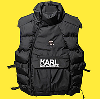 "XL XXL" Karl Lagerfeld модный стильный жилет мужской брендовый Карл Лагерфельд безрукавка жилетка черная