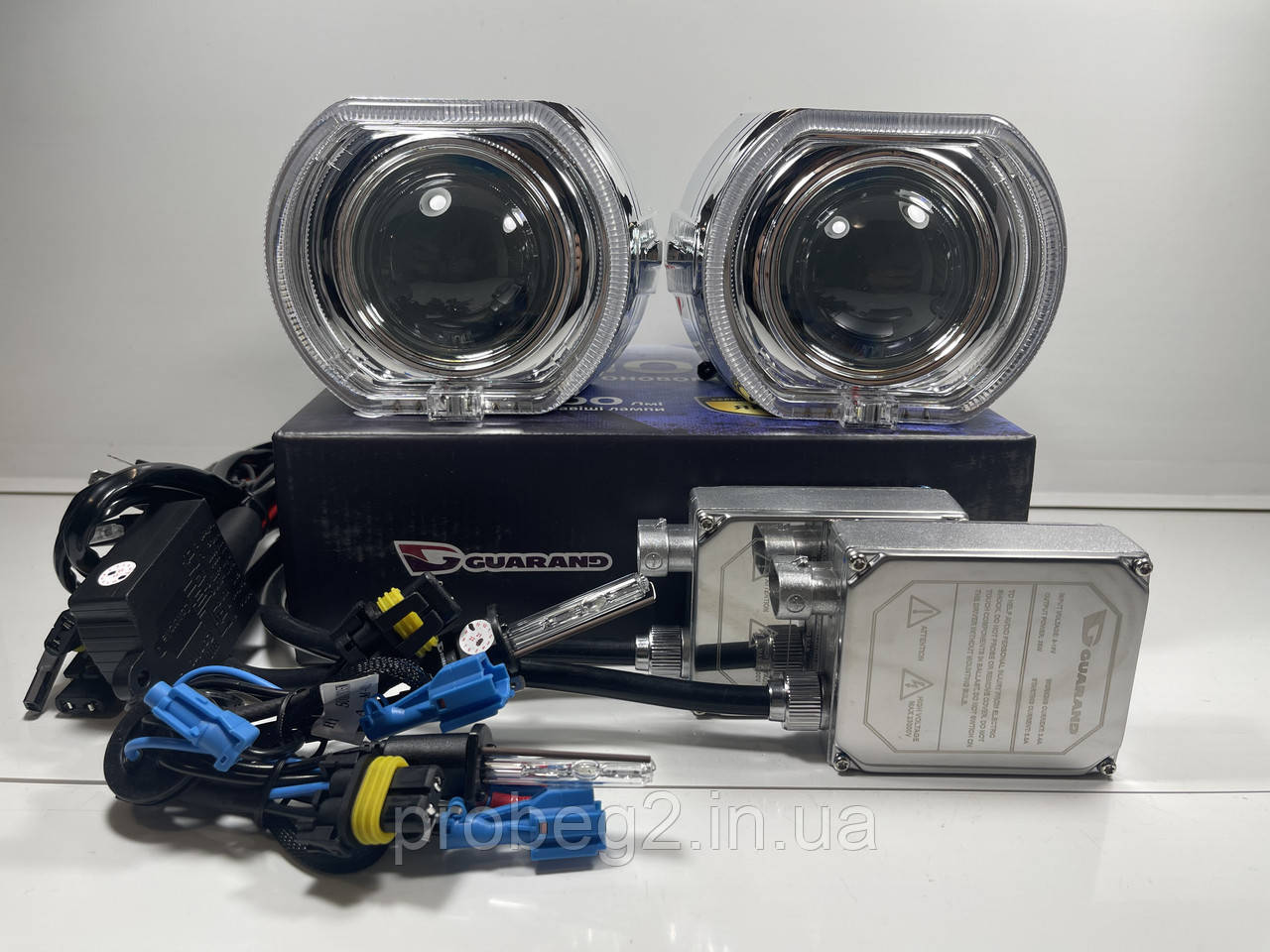 Біксенонові лінзи Guarand 3.0 з оченятами White BMV з ксеноном 12v 35w 6000 k