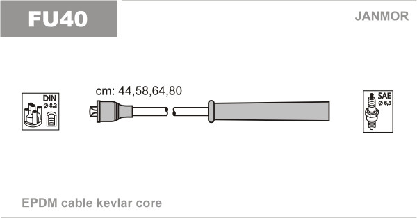 Дроти запалювання JanMor FU40 для FORD USA, PROBE I 2,2, фото 1