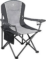 Прочное складное кресло для кемпинга ALPHA CAMP с мягкой подкладкой и подстаканником