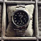 Жіночий наручний годинник Rolex срібло з чорним циферблатом