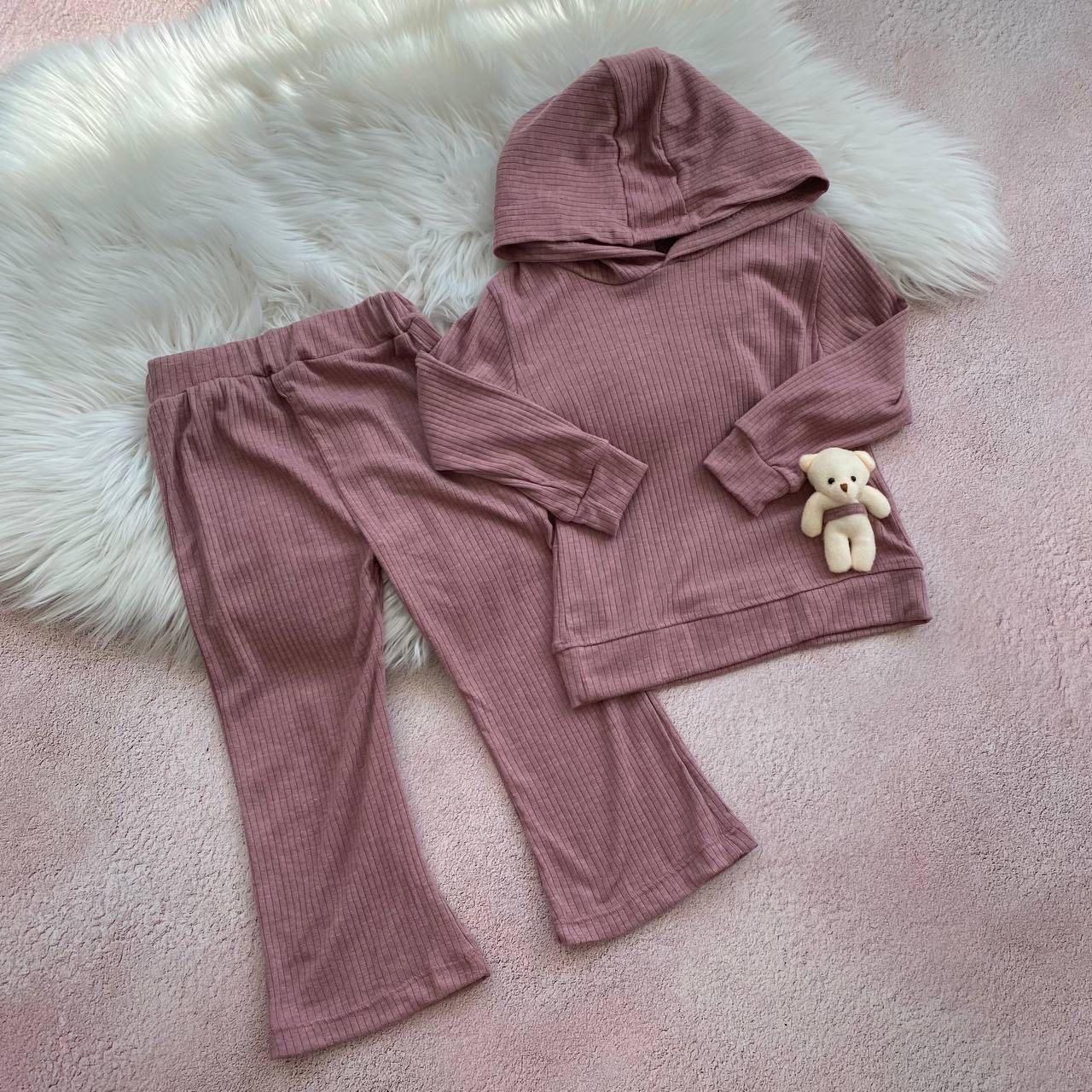 Стильний костюм для дівчинки "Ведмедик" Пудровий 9308 , 191, My bella, Пудровий, Дівчинка, Весна Осінь, 98, фото 1