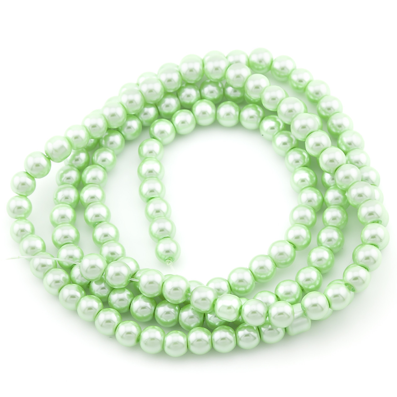 Намистини скло під перли Куля 6 мм ±140 шт. 80 см 04 Зелений, фото 1