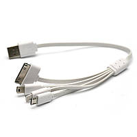 USB Кабель PowerPlant универсальный USB 2.0 AM Mini, Micro, Lightning, I-Pod, 0.3м, White