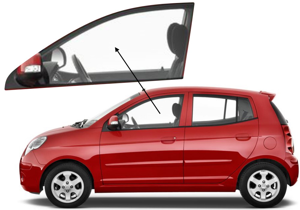 Бічне скло Kia Picanto 2004-2011 передніх дверей ліве