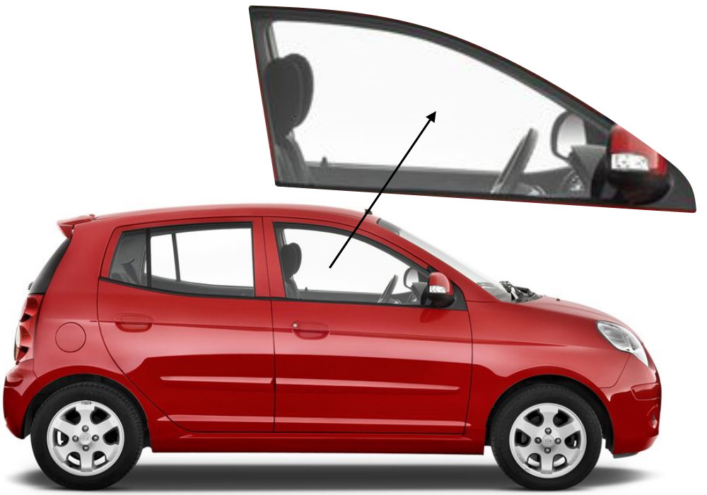 Бічне скло Kia Picanto 2004-2011 передніх дверей праве