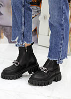 Кожаные демисезонные черные женские ботинки,Ботинки челсі,ботинки челси кожа,Ботинки черные кожаные женские