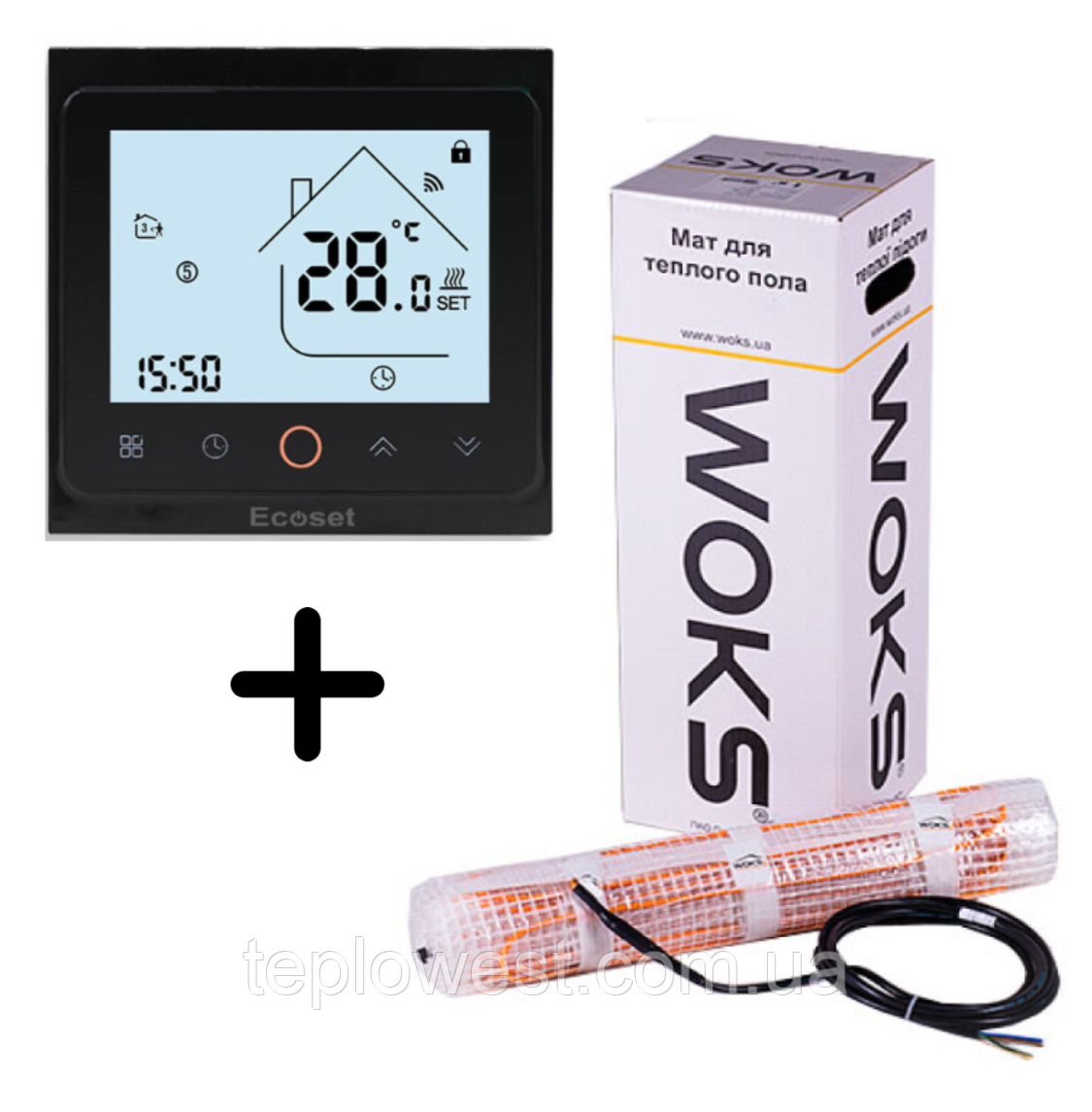 Нагрівальний мат WoksMat 160 320 Вт (2,0 м2) з терморегулятором Ecoset PWT 002 Wi-Fi