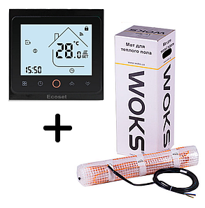 Нагрівальний мат WoksMat 160 320 Вт (2,0 м2) з терморегулятором Ecoset PWT 002 Wi-Fi, фото 1