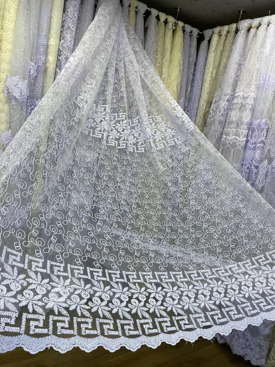 Тюль фатін вишивка 2,8 білий