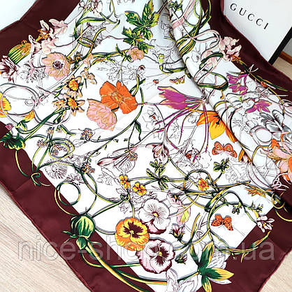Хустка Gucci шовкова з ручною підшивкою, фото 5