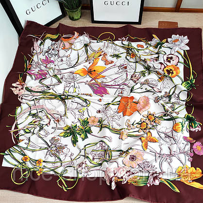 Хустка Gucci шовкова з ручною підшивкою, фото 6