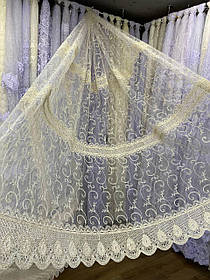 Тюль фатін вишивка 2,8 крем