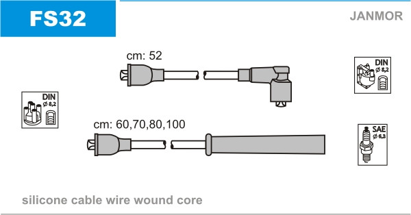 Дроти запалювання JanMor FS32 для FORD ESCORT 1,1 двиг. GSG, фото 1