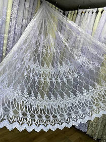 Тюль фатін вишивка + кордова нитка 2,8 білий
