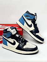 Мужские кроссовки Nike Air Jordan 1 Blue / White, мужские высокие молодежные кроссовки, кроссовки для парней