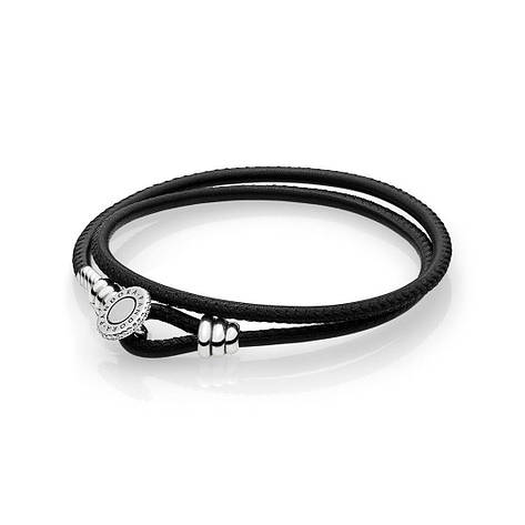 Шкіряний браслет зі срібною застібкою Pandora 597194CBK 20, фото 1