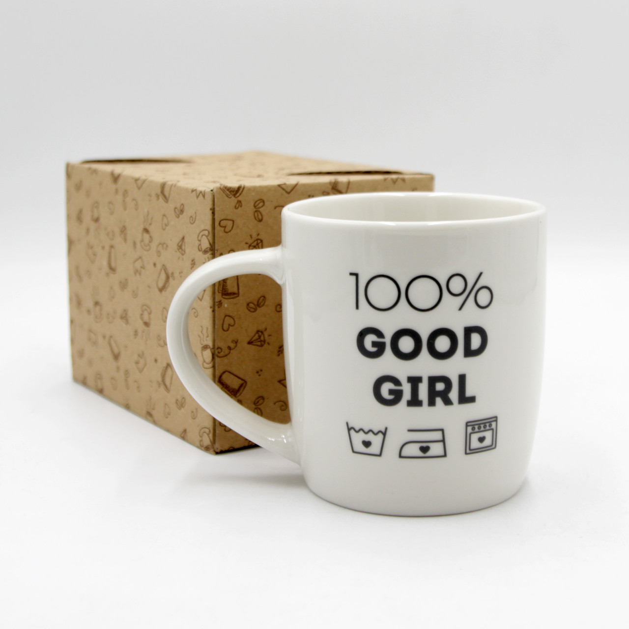 Кухоль білий з написом "100% Good Girl", універсальний кухоль, чашка для чаю/кави 360 мл