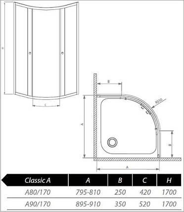 Душова кабіна Radaway Classic A90 900х900х1850 (30000-01-01), фото 3