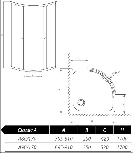 Душевая кабина Radaway Classic A90 900х900х1850 (30000-01-01) - фото 2 - id-p24906661