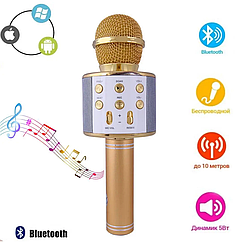 Дитячий музичний мікрофон Bluetooth С 48340 Бездротової мікрофон караоке Золотий