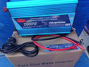 Перетворювач напруги Wimpex 12-220V UPS 2000W чиста синусоїда Pure sine з зарядкою для акумулятора.