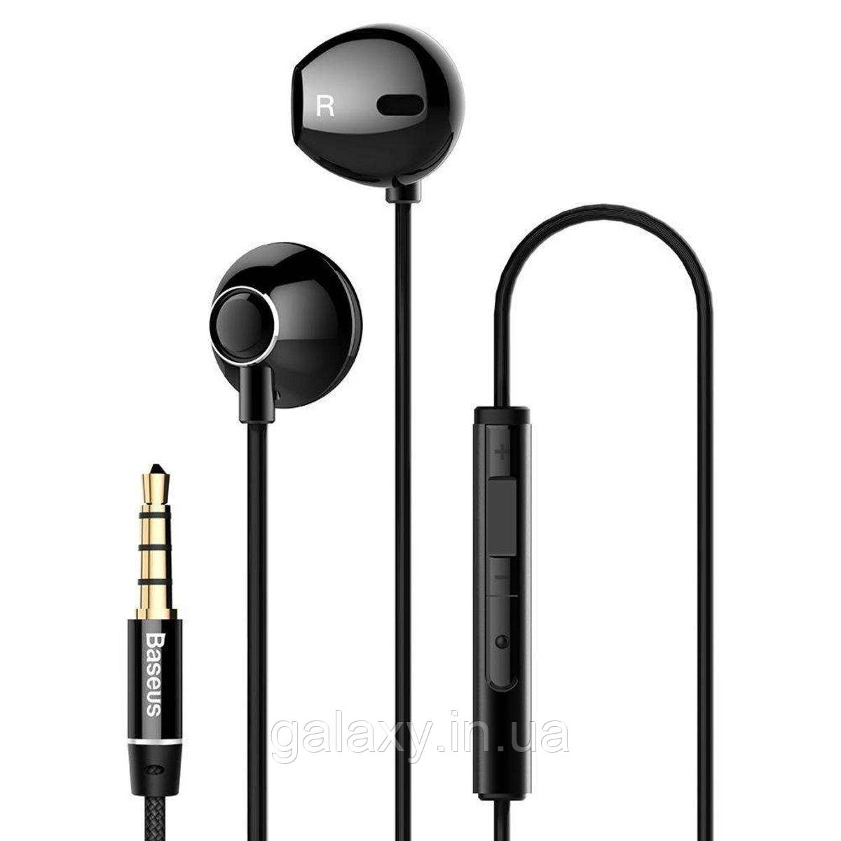 Навушники Baseus дротові з мікрофоном 3.5 мм mini-Jack гарнітура Encok H06 Black