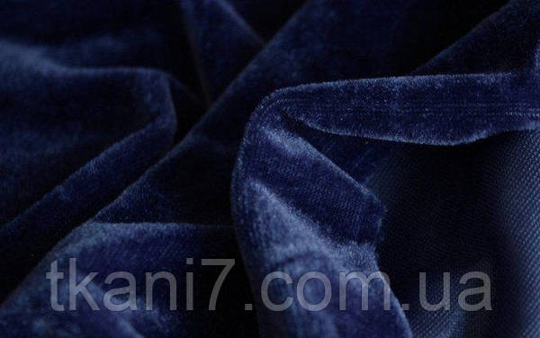 Велюр Стрейч Темно-синій, фото 1