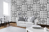 Флизелиновые фотообои абстракция 460x300 см Мозаика в черно-белом цвете на плитке с узорами (10105V12) +клей