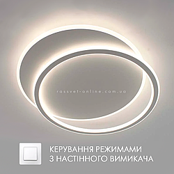 Керована світлодіодна LED люстра Esllse STANDART 80W 2R ON/OFF "два кола" біла 485х410х50-WHITE/WHITE-220-IP20