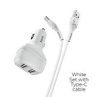 АЗП Hoco Z36 Leader dual port car charger set(Type-C) / white