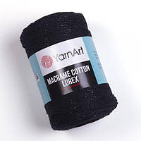 Yarnart MACRAME COTTON LUREX (Макраме котон люрекс) №722 чорний (Пряжа, нитки для в'язання макраме)