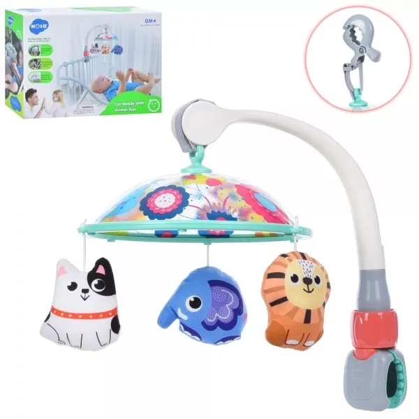 Дитяча карусель на ліжечко E 298 "Hola" з 3 текстильними підвісками, фото 1