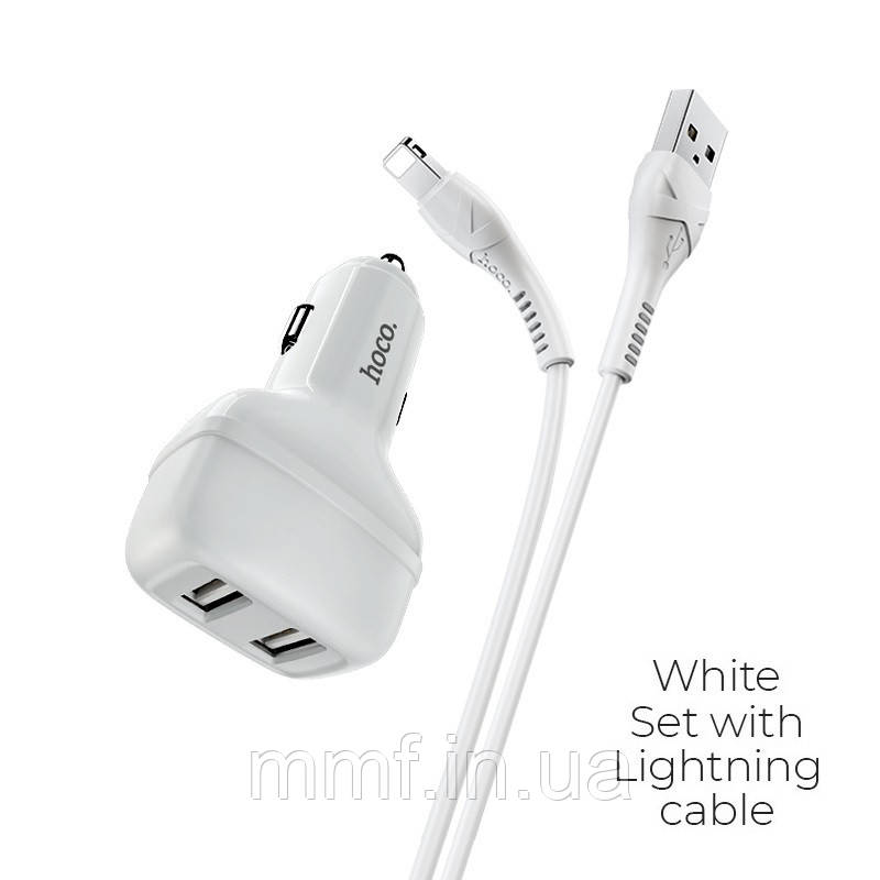 АЗП Hoco Z36 Leader Lightning (2USB) \ white