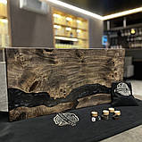 Нарди з натурального дерева та епоксидної смоли ручної роботи, фото 3