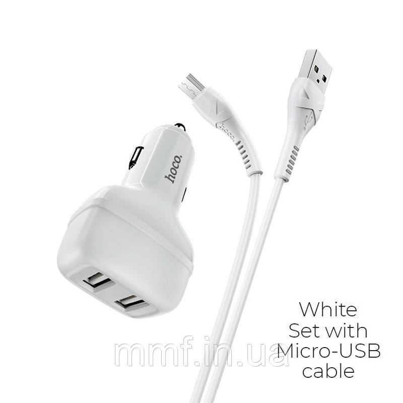 АЗП Hoco Z36 Leader  Micro USB(2USB) \ white
