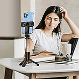 Монопод трипод для селфі HOCO K17 бездротовий Bluetooth селфі палиця з пультом ДУ чорний, фото 7