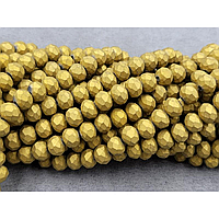 Бусини кришталеві (Рондель) 8х6 мм виріб 65-70 намистин із золото матовий непрозорий