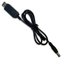 Кабель USB для роутера з перетворювачем напруги 5V-12V USB - DC 5.5x2.1 0.5A 1m чорний