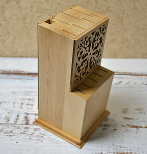 Дерев'яна підставка для ножів із візерунком I підставка для кухонних ножів, фото 1